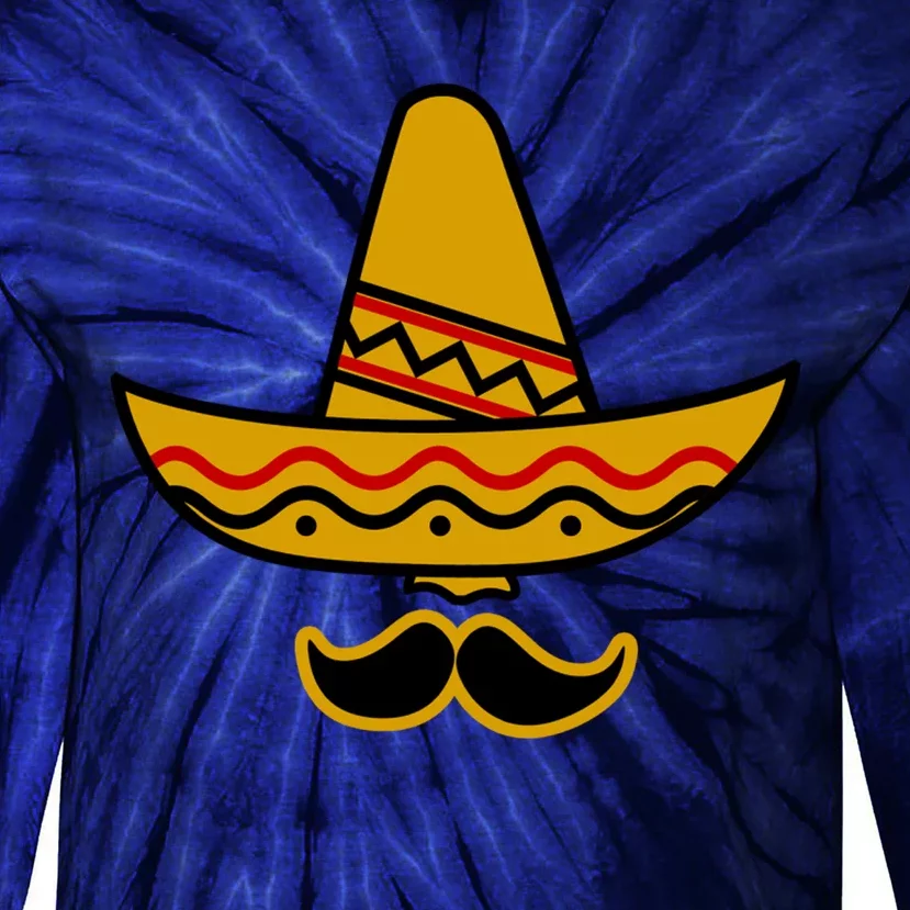 Cinco De Mayo Mustache Sombrero Funny Tie-Dye Long Sleeve Shirt