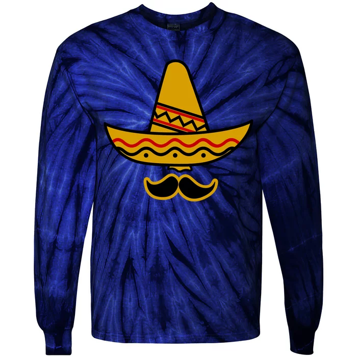 Cinco De Mayo Mustache Sombrero Funny Tie-Dye Long Sleeve Shirt