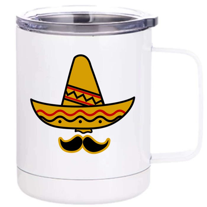 Cinco De Mayo Mustache Sombrero Funny Front & Back 12oz Stainless Steel Tumbler Cup