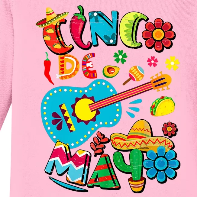 Cinco De Mayo Mexican Fiesta 5 De Mayo Viva Mexico Baby Long Sleeve Bodysuit