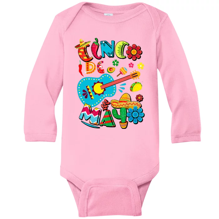 Cinco De Mayo Mexican Fiesta 5 De Mayo Viva Mexico Baby Long Sleeve Bodysuit