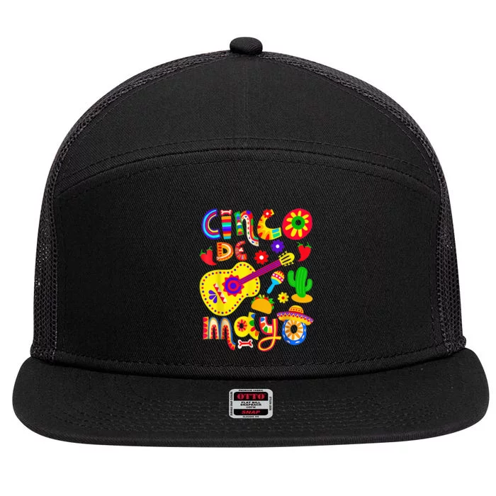 Cinco De Mayo Shirt Mexican Fiesta 5 De Mayo Wo  girl 7 Panel Mesh Trucker Snapback Hat