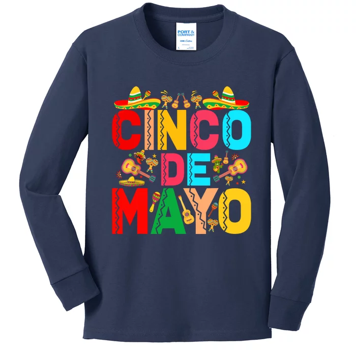 Cinco De Mayo Lets Fiesta Squad 5 De Mayo Mexican Party Kids Long Sleeve Shirt