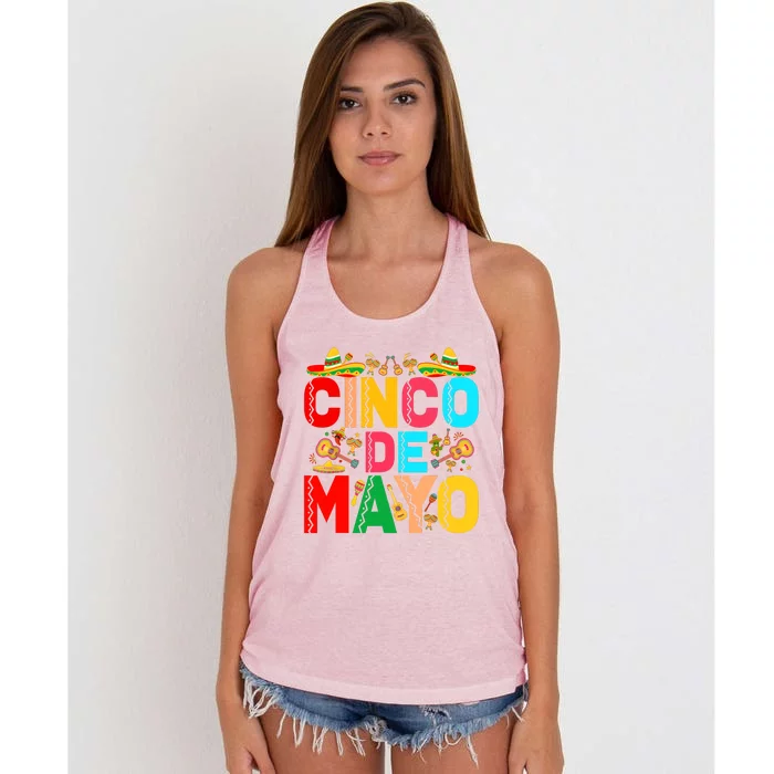 Cinco De Mayo Lets Fiesta Squad 5 De Mayo Mexican Party Women's Knotted Racerback Tank