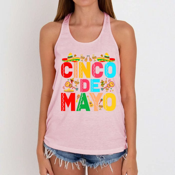 Cinco De Mayo Lets Fiesta Squad 5 De Mayo Mexican Party Women's Knotted Racerback Tank