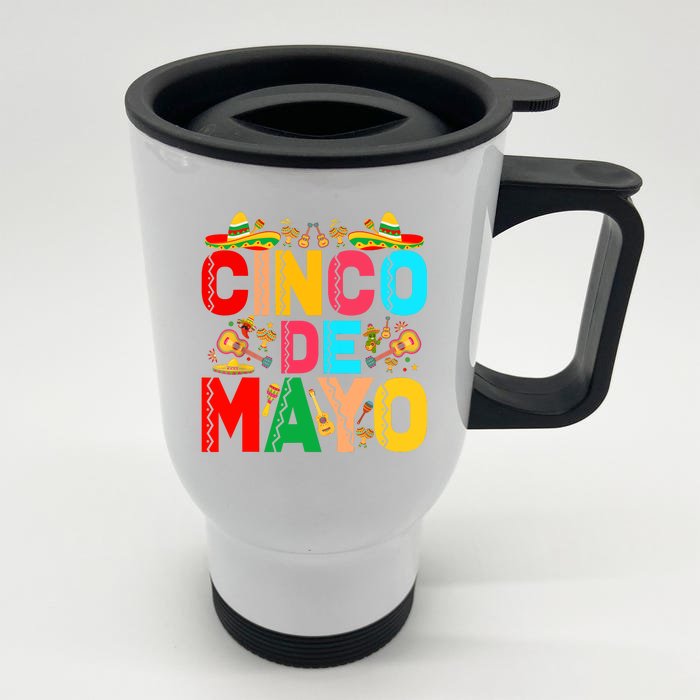 Cinco De Mayo Lets Fiesta Squad 5 De Mayo Mexican Party Front & Back Stainless Steel Travel Mug