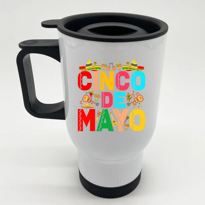 Cinco De Mayo Lets Fiesta Squad 5 De Mayo Mexican Party Front & Back Stainless Steel Travel Mug