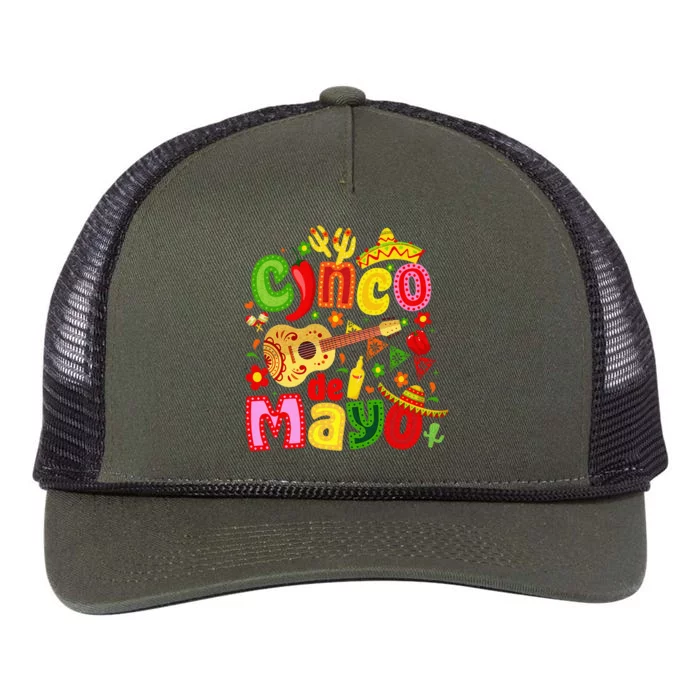 Cinco De Mayo Mexican Fiesta 5 De Mayo Retro Rope Trucker Hat Cap