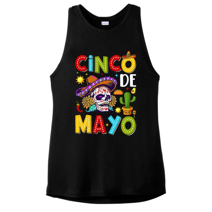 Cinco De Mayo Mexican Fiesta Squad 5 De Mayo Ladies Tri-Blend Wicking Tank