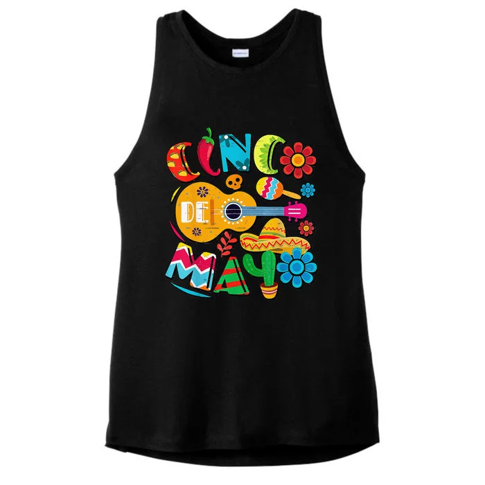 Cinco De Mayo Mexican Fiesta 5 De Mayo Ladies Tri-Blend Wicking Tank