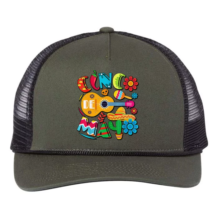 Cinco De Mayo Mexican Fiesta 5 De Mayo Retro Rope Trucker Hat Cap