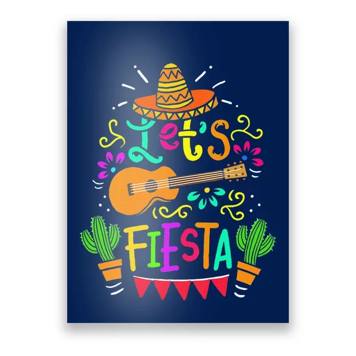 Cinco De Mayo Mexican Guitar Cactus Poster