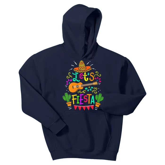 Cinco De Mayo Mexican Guitar Cactus Kids Hoodie