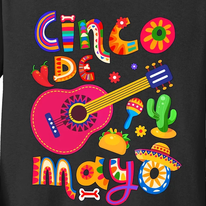 Cinco De Mayo Mexican Fiesta Party 5 De Mayo Mexican Festival Kids Long Sleeve Shirt