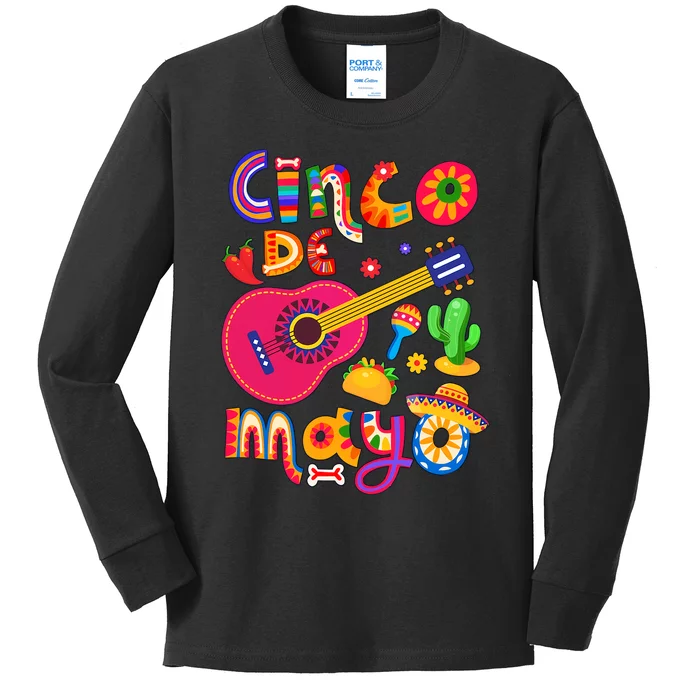 Cinco De Mayo Mexican Fiesta Party 5 De Mayo Mexican Festival Kids Long Sleeve Shirt