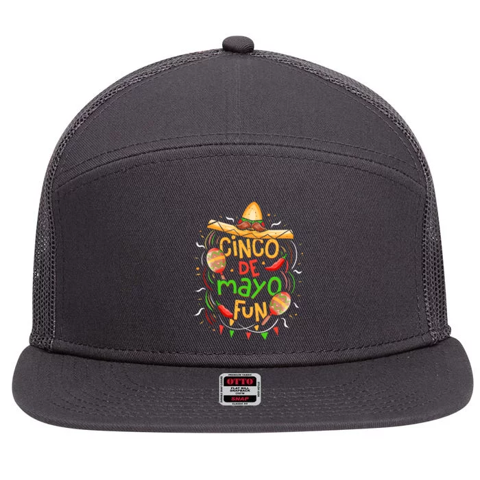 Cinco De Mayo Fun Celebration 7 Panel Mesh Trucker Snapback Hat