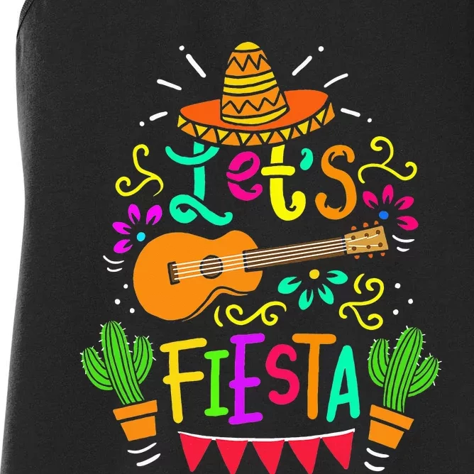 Cinco De Mayo Mexican Guitar Cactus Women's Racerback Tank