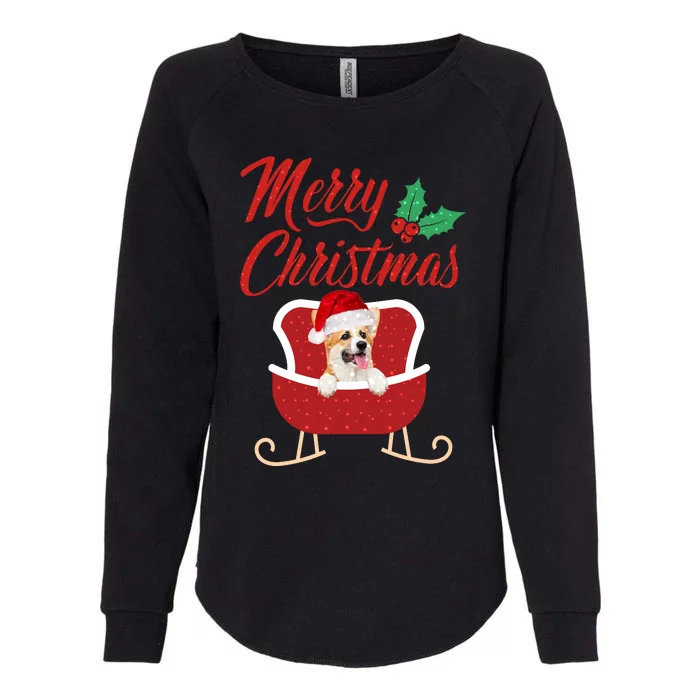 Corgi Dog Merry Christmas Design For The Holiday Season! Womens California Wash Sweatshirt