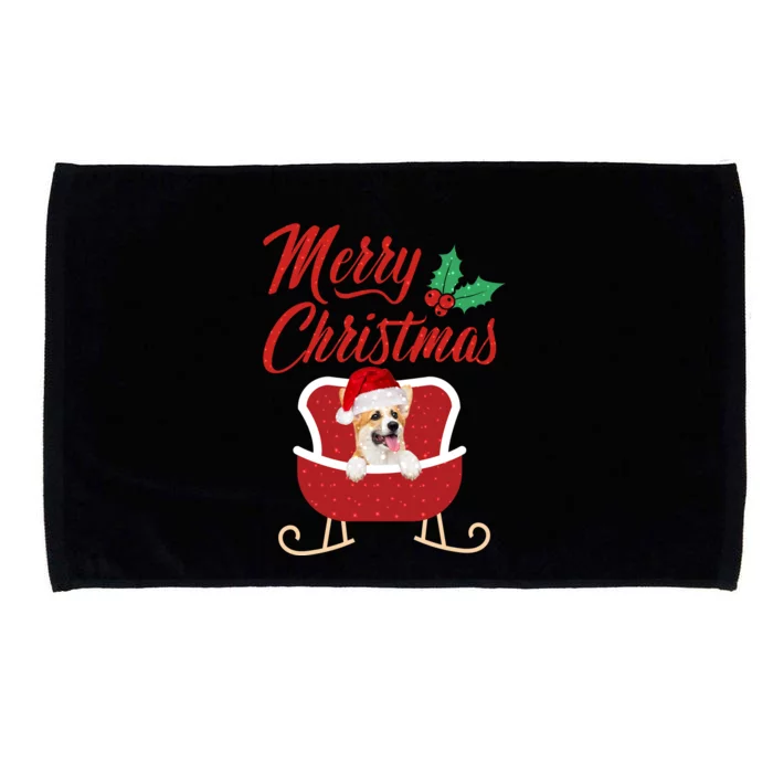 Corgi Dog Merry Christmas Design For The Holiday Season! Microfiber Hand Towel