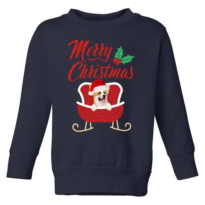 Corgi Dog Merry Christmas Design For The Holiday Season! Toddler Sweatshirt