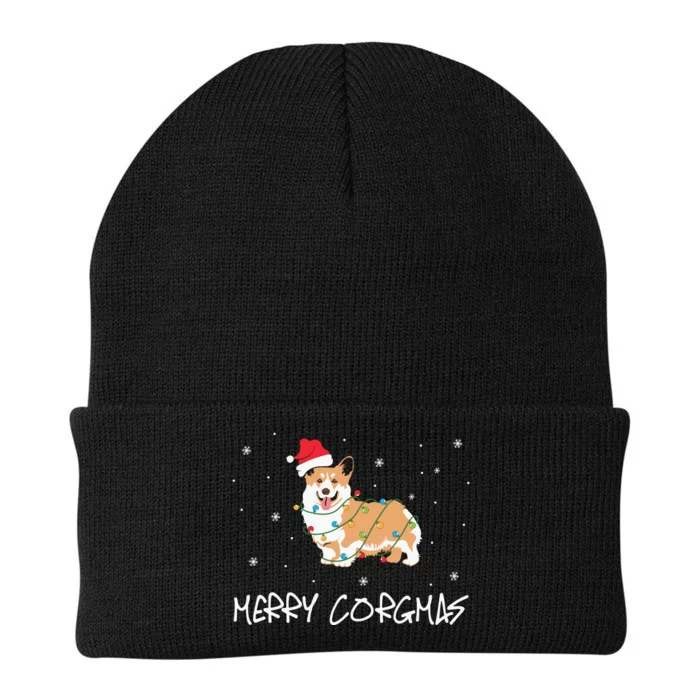 Corgi Dog Merry Corgmas Santa Hat Christmas Light Knit Cap Winter Beanie