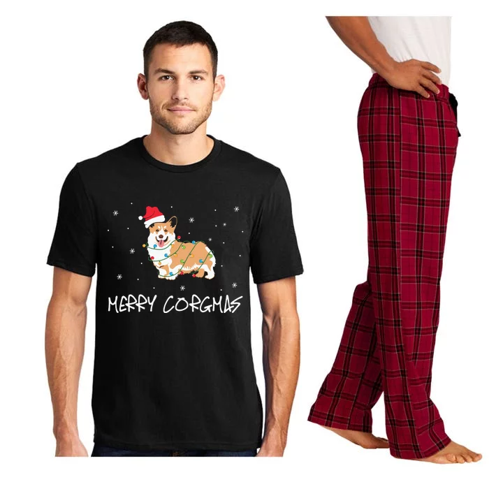 Corgi Dog Merry Corgmas Santa Hat Christmas Light Pajama Set