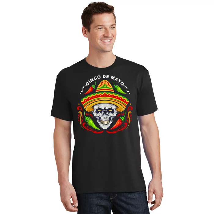 Cinco De Mayo Hot Chili Peppers Skull T-Shirt