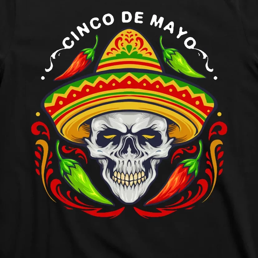 Cinco De Mayo Hot Chili Peppers Skull T-Shirt