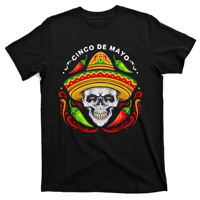 Cinco De Mayo Hot Chili Peppers Skull T-Shirt