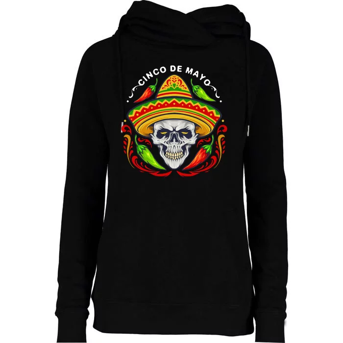 Cinco De Mayo Hot Chili Peppers Skull Womens Funnel Neck Pullover Hood