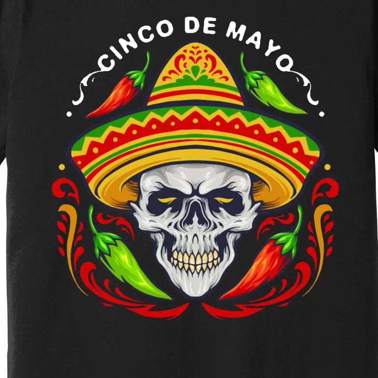 Cinco De Mayo Hot Chili Peppers Skull Premium T-Shirt