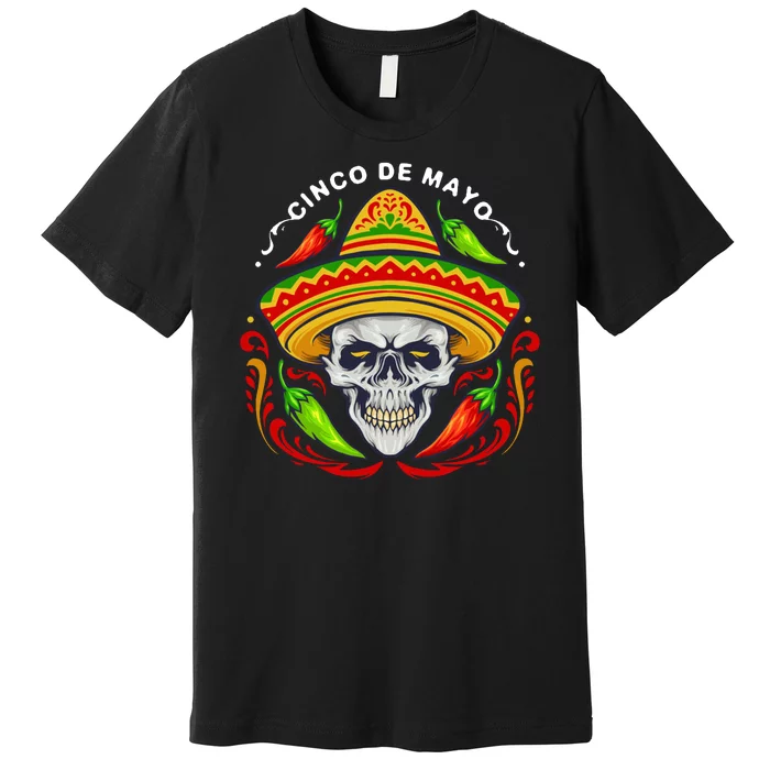 Cinco De Mayo Hot Chili Peppers Skull Premium T-Shirt