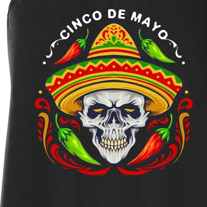 Cinco De Mayo Hot Chili Peppers Skull Women's Racerback Tank