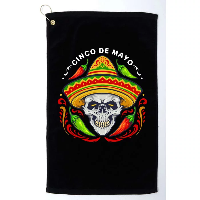 Cinco De Mayo Hot Chili Peppers Skull Platinum Collection Golf Towel