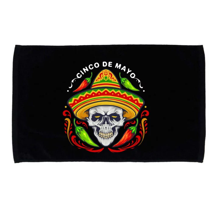 Cinco De Mayo Hot Chili Peppers Skull Microfiber Hand Towel