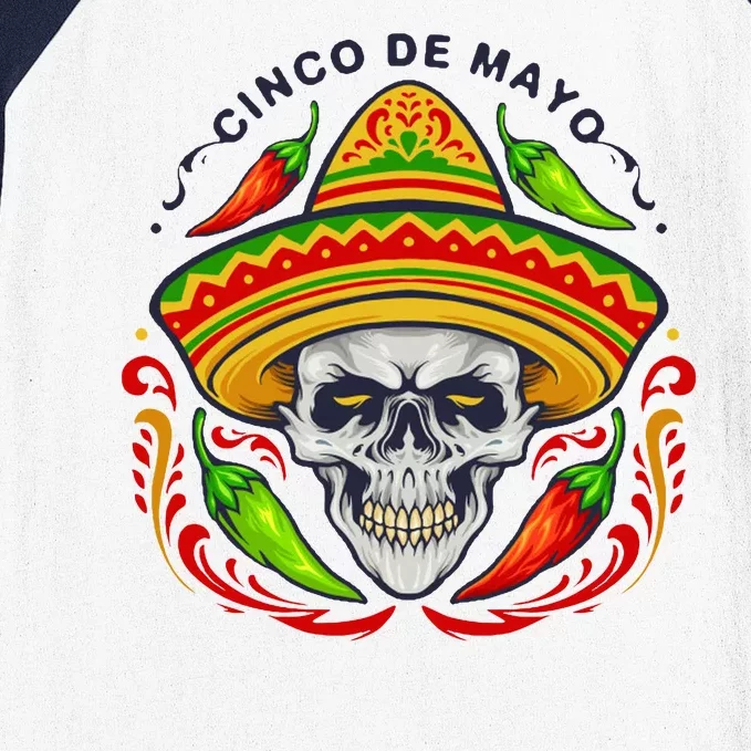 Cinco De Mayo Hot Chili Peppers Skull Baseball Sleeve Shirt