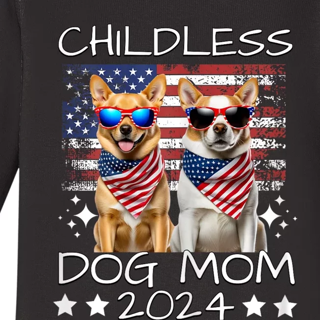 Childless Dog Mom 2024 Elect Vote Kamala Harris 2024 Funny Baby Long Sleeve Bodysuit