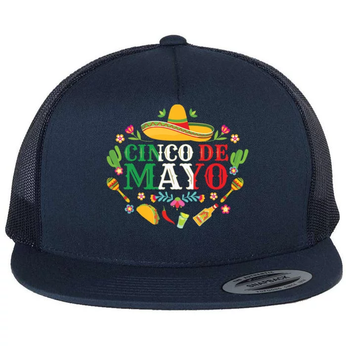 Cinco De Mayo Mexican Fiesta 5 De Mayo Flat Bill Trucker Hat