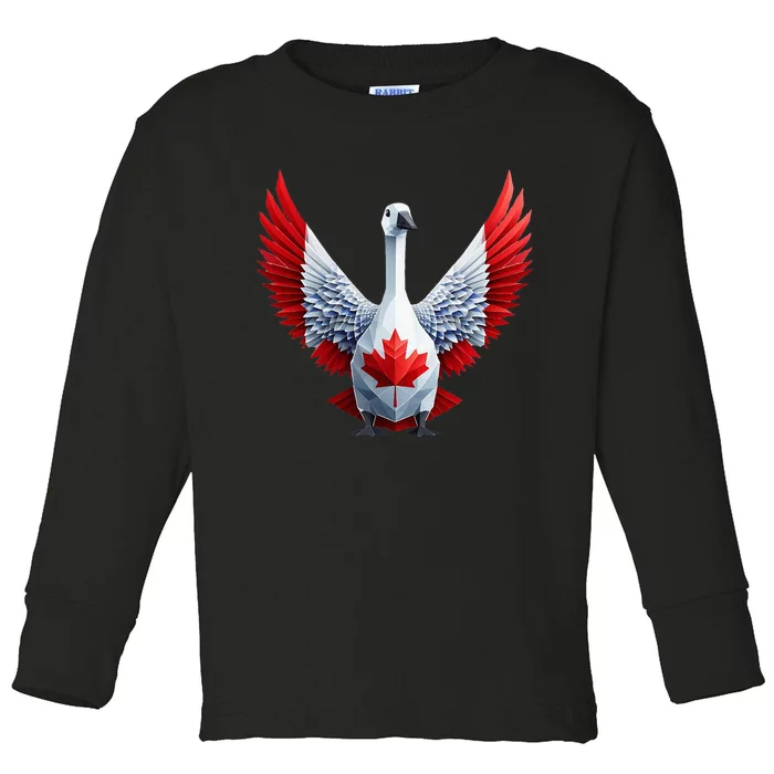 Canada Day Maple Leaf Bird Toddler Long Sleeve Shirt