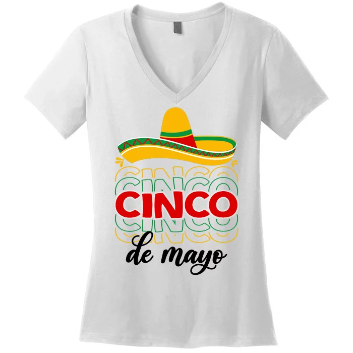 Cinco De Mayo Fiesta Retro Women's V-Neck T-Shirt