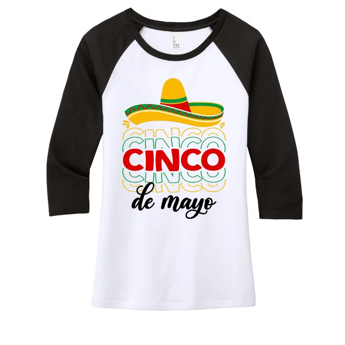 Cinco De Mayo Fiesta Retro Women's Tri-Blend 3/4-Sleeve Raglan Shirt