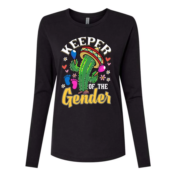 Cinco De Mayo Baby Shower Gender Reveal Keeper Of The Gender Womens Cotton Relaxed Long Sleeve T-Shirt