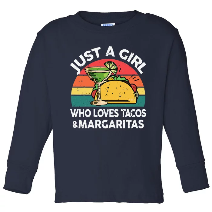 Cinco De Mayo Girl Love Tacos Margaritas Funny Mexican Toddler Long Sleeve Shirt