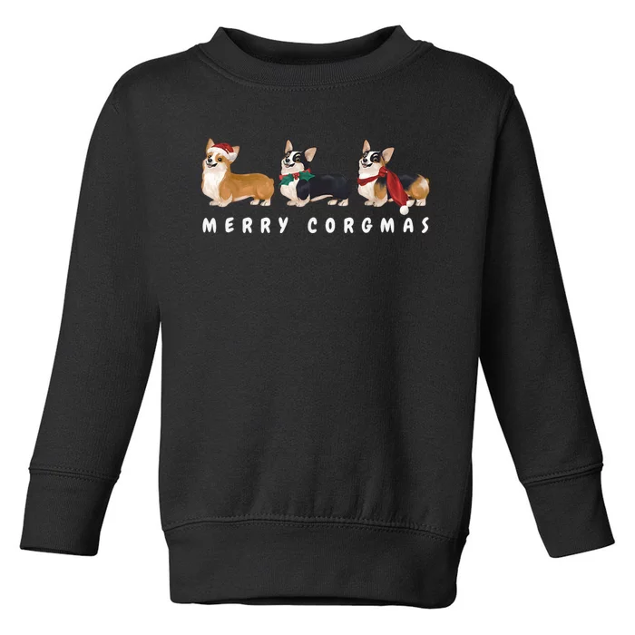 Corgi Dog Merry Corgmas Santa Corgi Ugly Christmas Sweater Toddler Sweatshirt