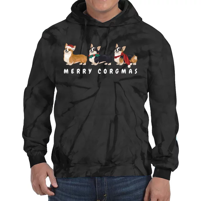 Corgi Dog Merry Corgmas Santa Corgi Ugly Christmas Sweater Tie Dye Hoodie