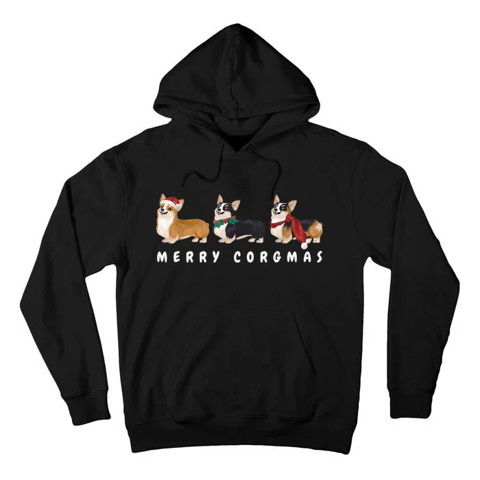 Corgi Dog Merry Corgmas Santa Corgi Ugly Christmas Sweater Tall Hoodie