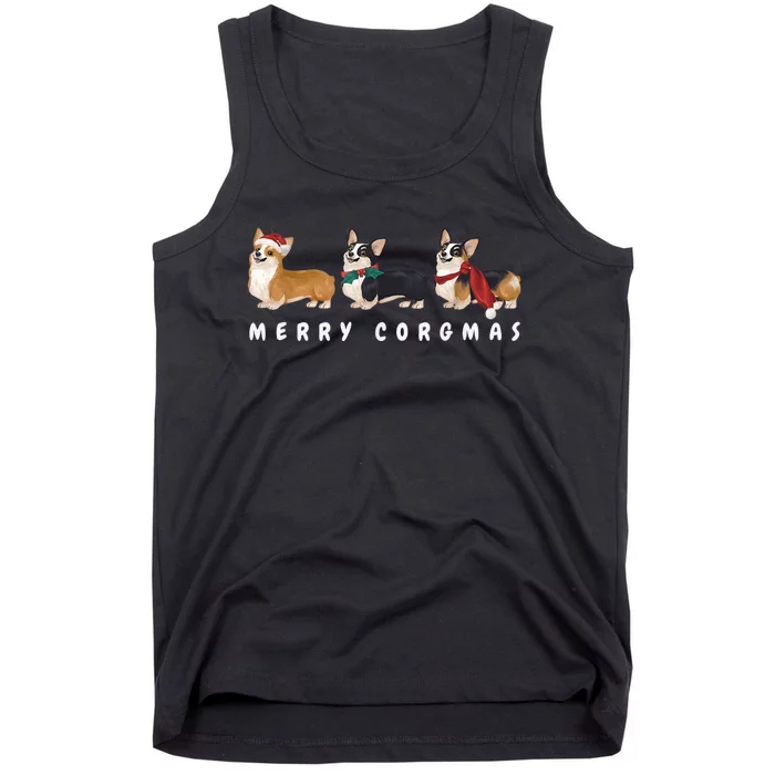 Corgi Dog Merry Corgmas Santa Corgi Ugly Christmas Sweater Tank Top