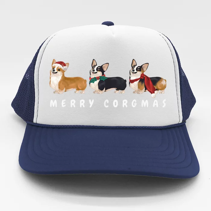 Corgi Dog Merry Corgmas Santa Corgi Ugly Christmas Sweater Trucker Hat