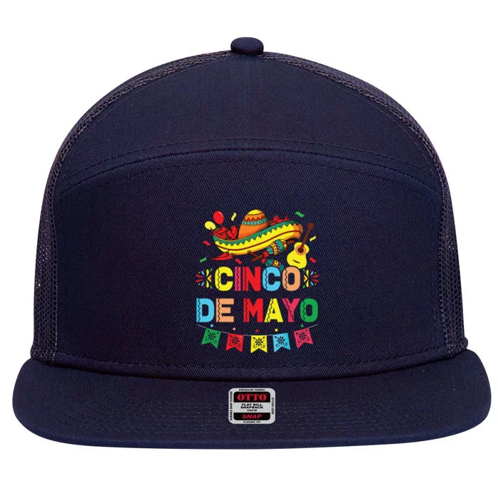 Cinco De Mayo Mexican Fiesta 5 De Mayo 7 Panel Mesh Trucker Snapback Hat