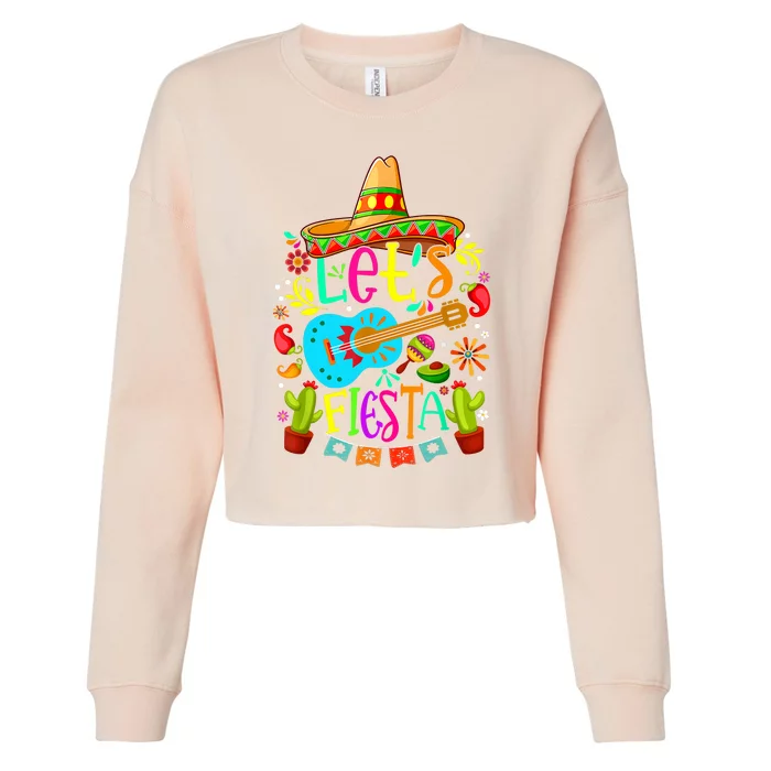 Cinco De Mayo Mexican Guitar Cactus Cropped Pullover Crew